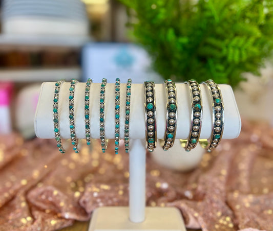 Sterling Silver Turquoise Thin Bangle