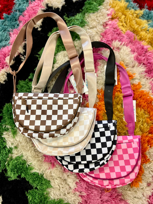 Nylon Checkered Bum Bag
