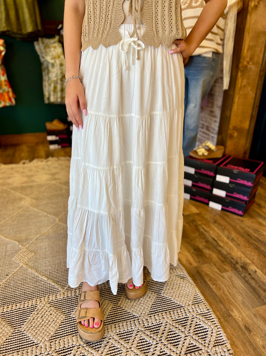 White Tiered Skirt