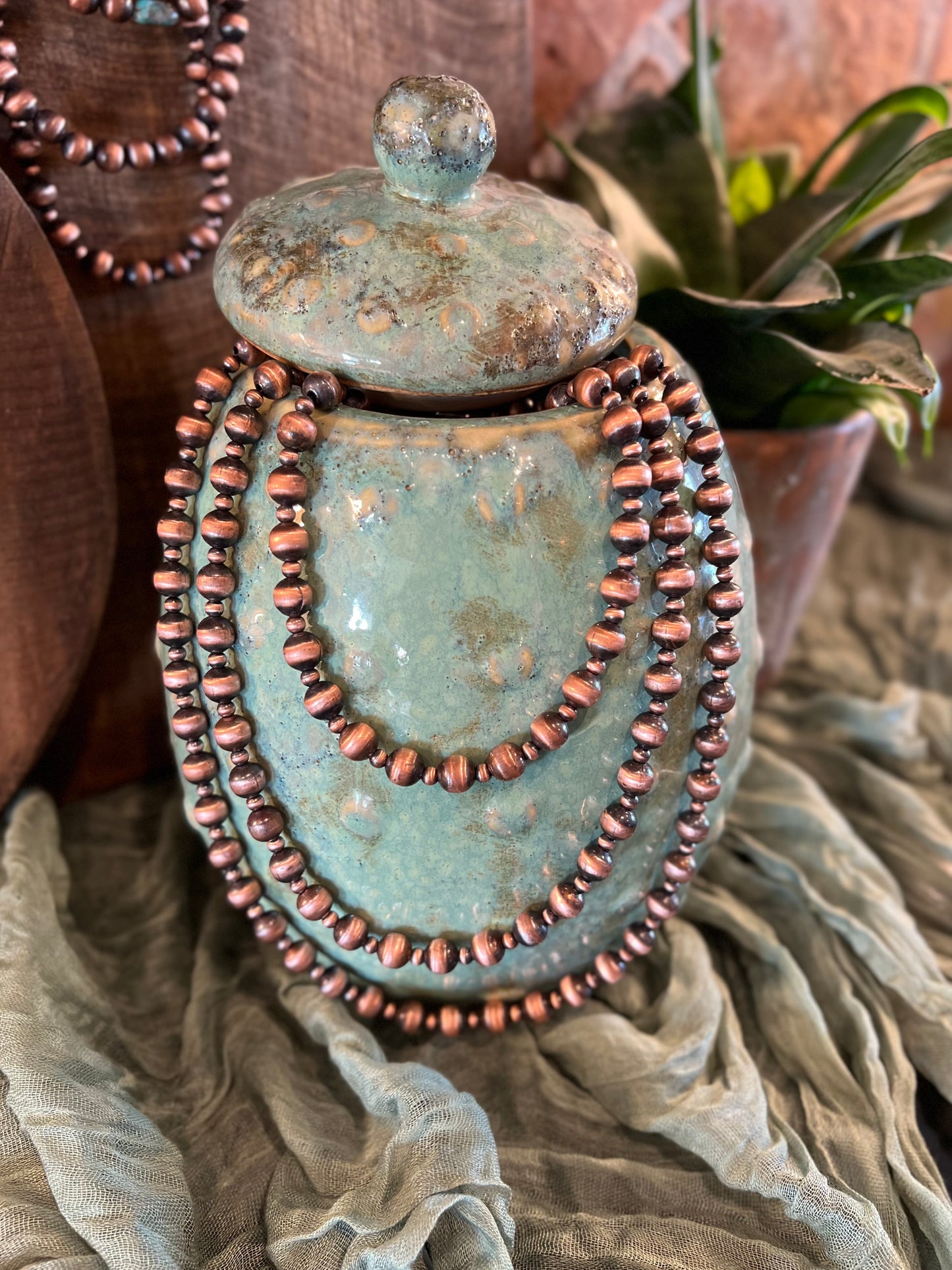 8mm/4mm Copper Pearl Necklace