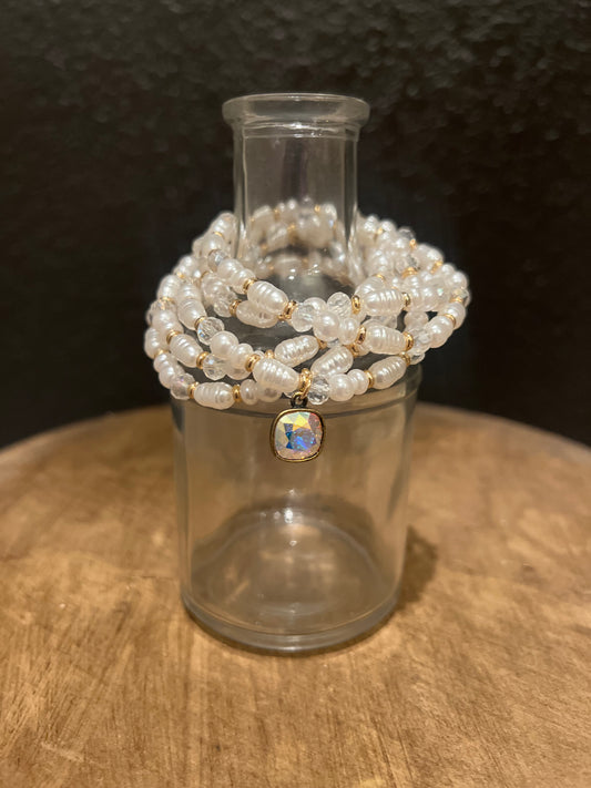 5 Strand Pearl Stretch Bracelet