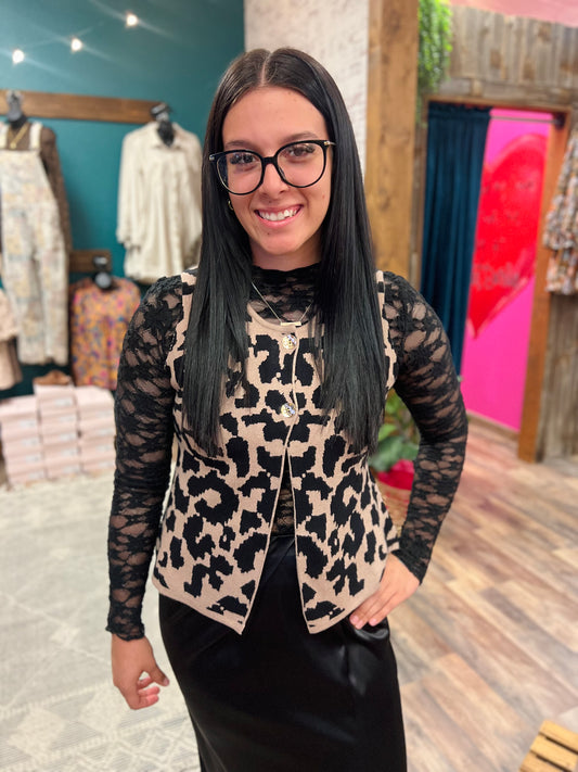 Leopard Double Button Vest