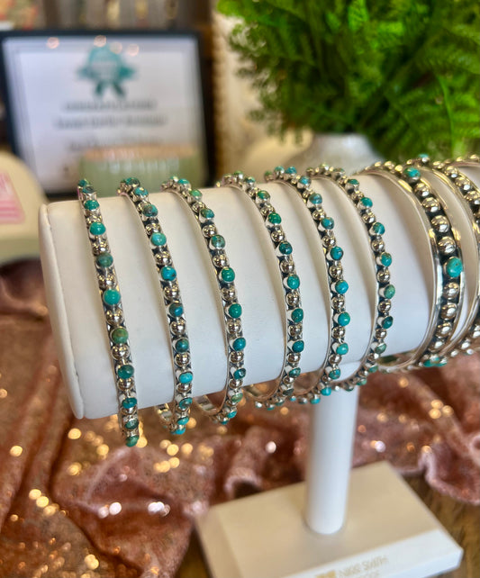 Sterling Silver Turquoise Thin Bangle