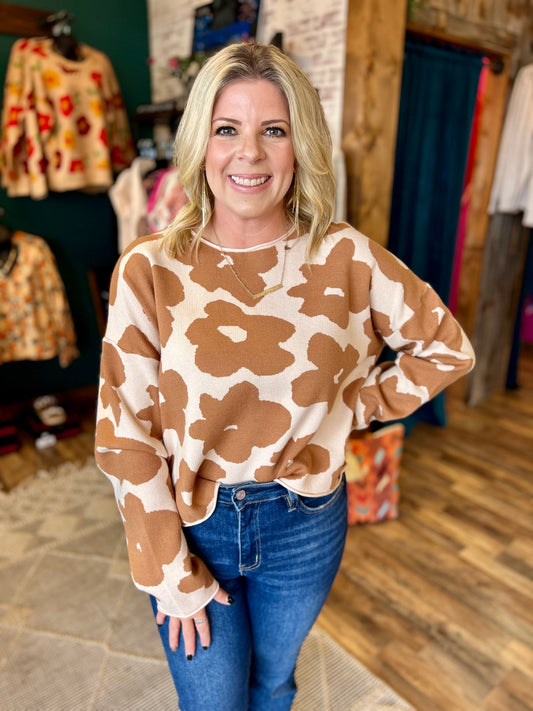 Mocha Floral Sweater