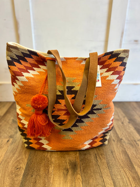 Orange Aztec Tote
