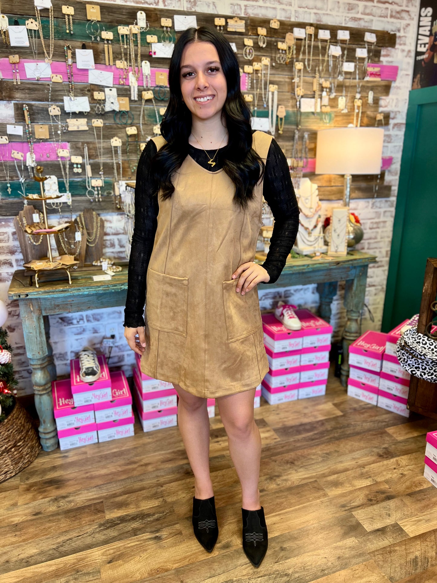 Camel Suede Jumpsuit