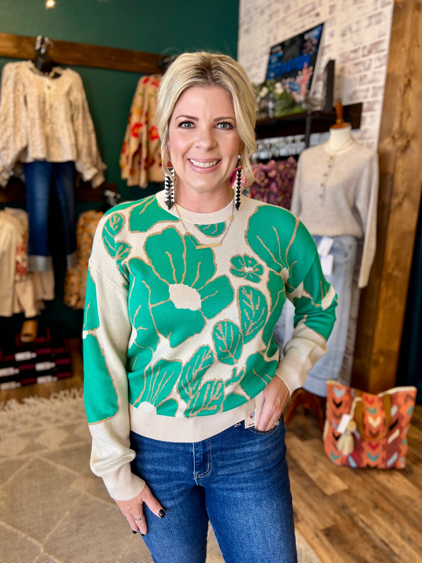 Jade Floral Sweater