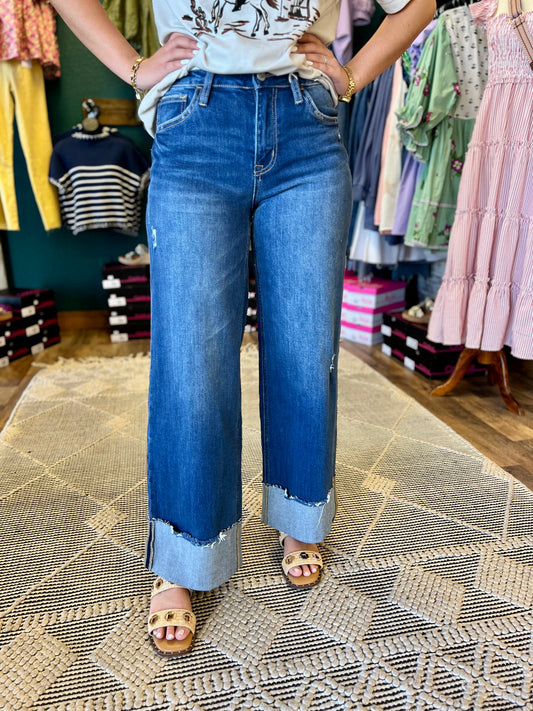 Baggy Wide Leg Cuffed Jean