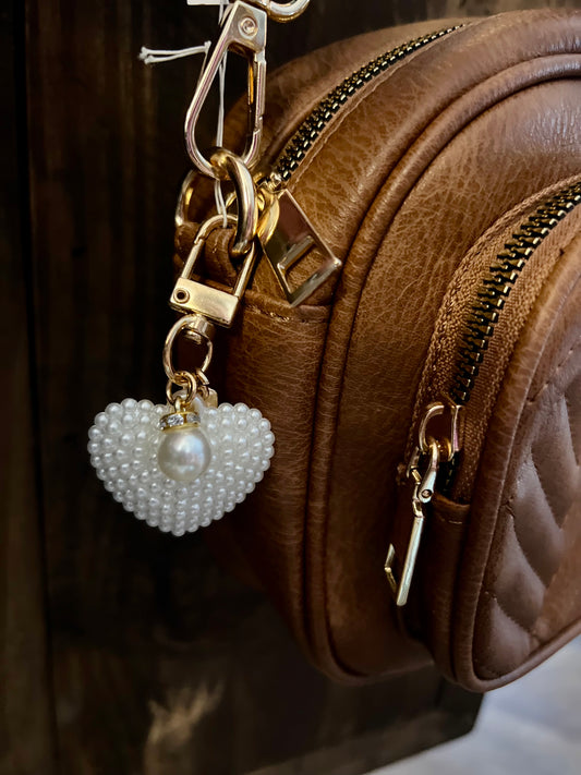 Pearl Heart Purse Keychain