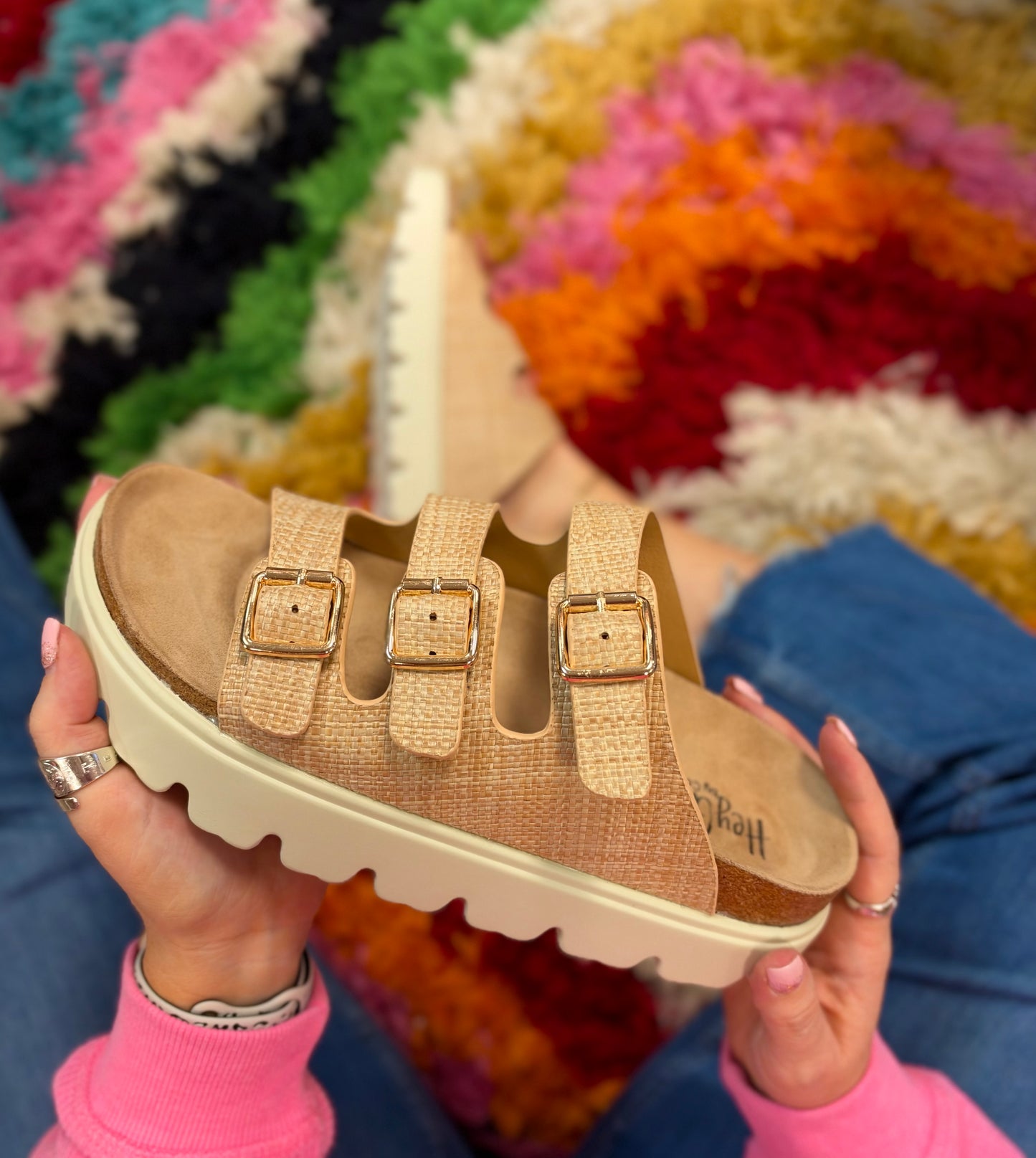 Three’s Company Raffia Sandal