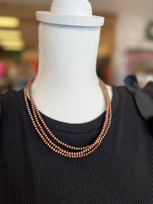 Triple Strand Copper Navajo Necklace