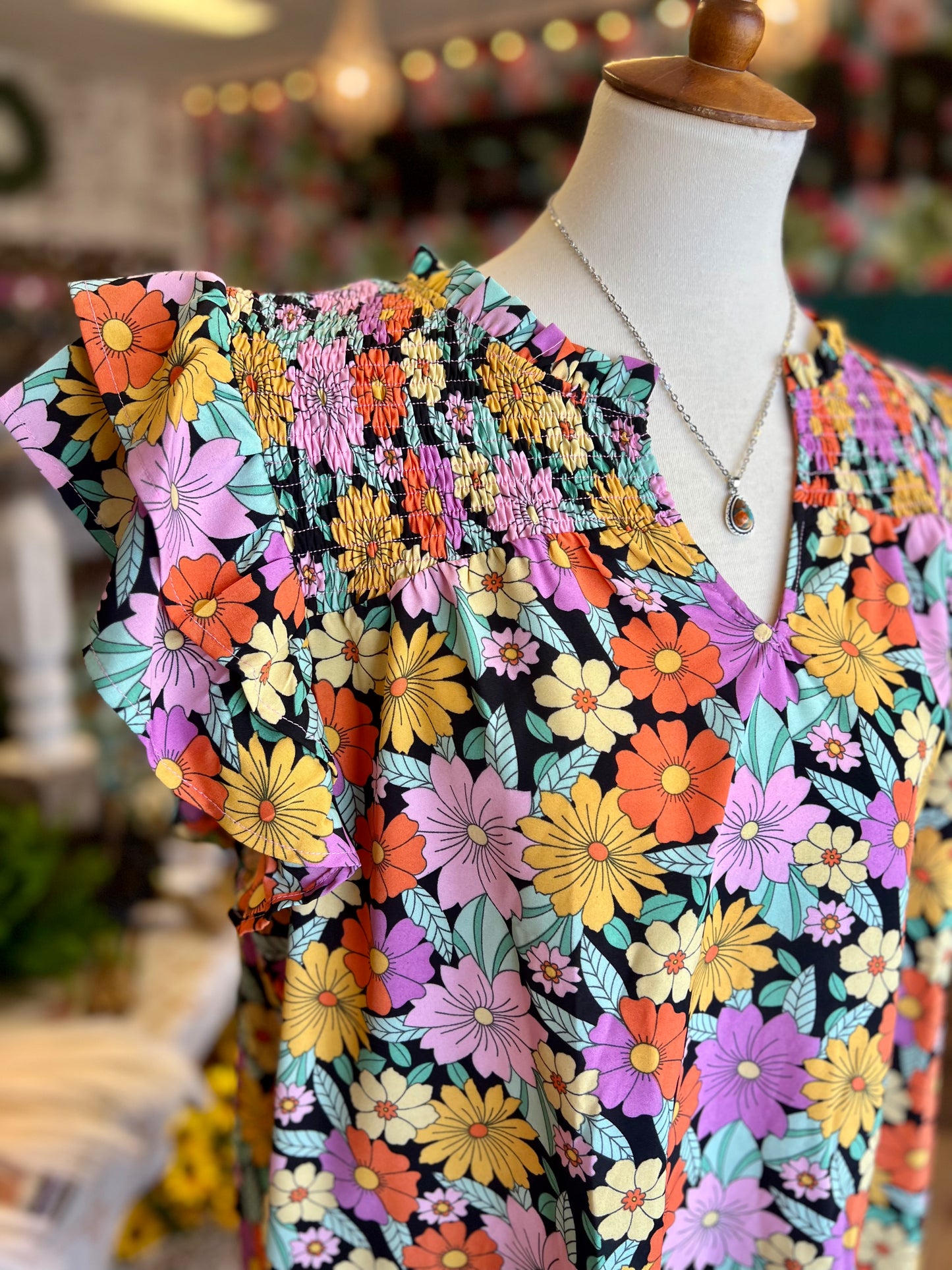 Black Floral Top
