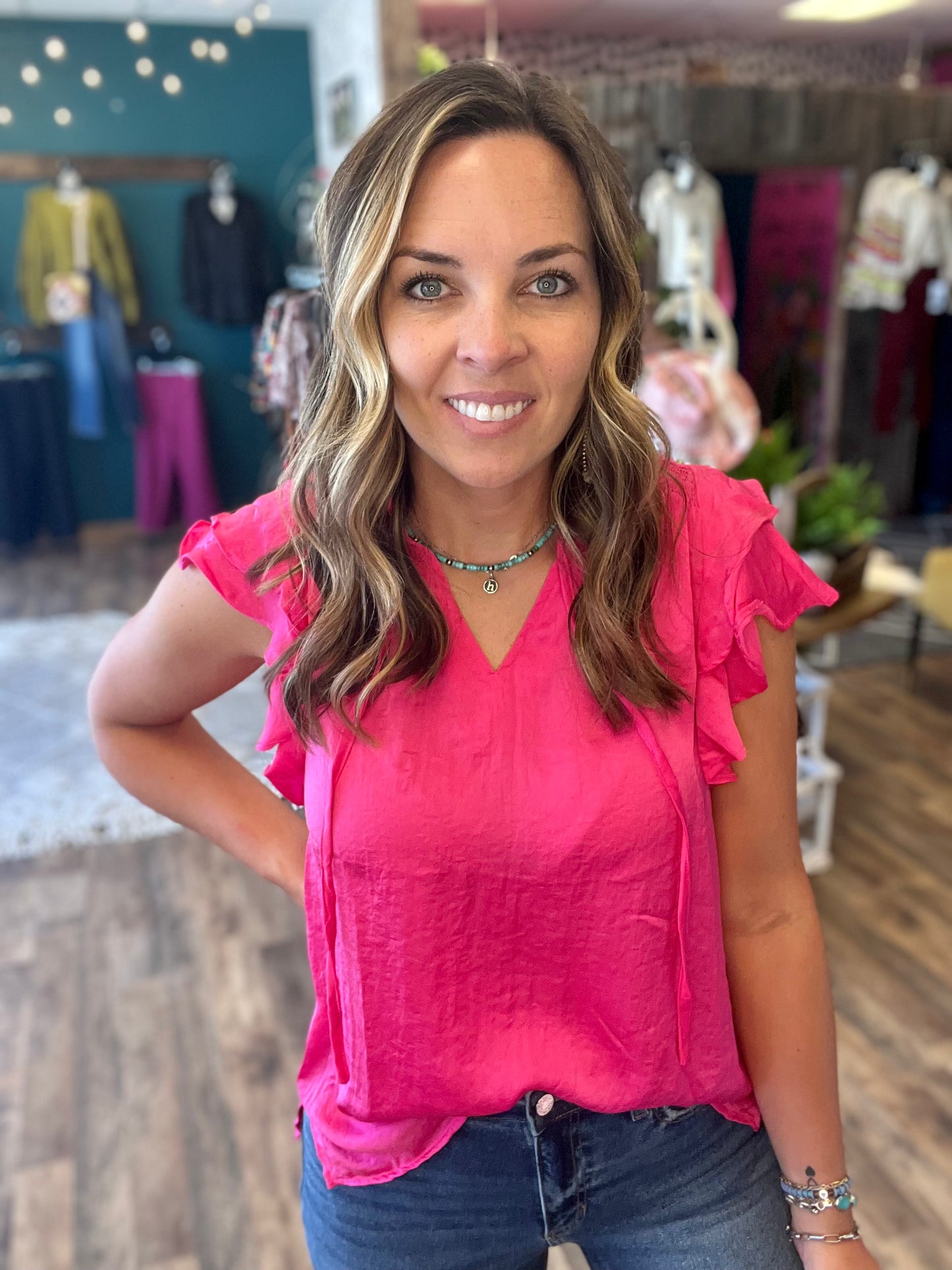 Satin Ruffle Blouse