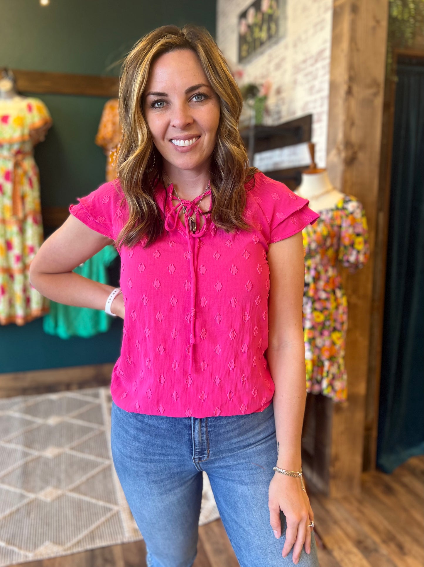 Ruffle Sleeve Dot Top