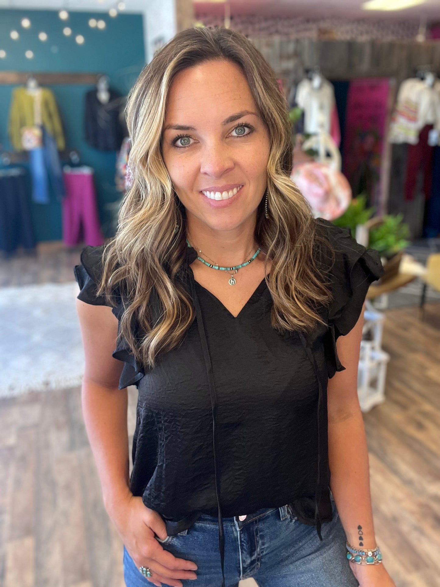 Satin Ruffle Blouse