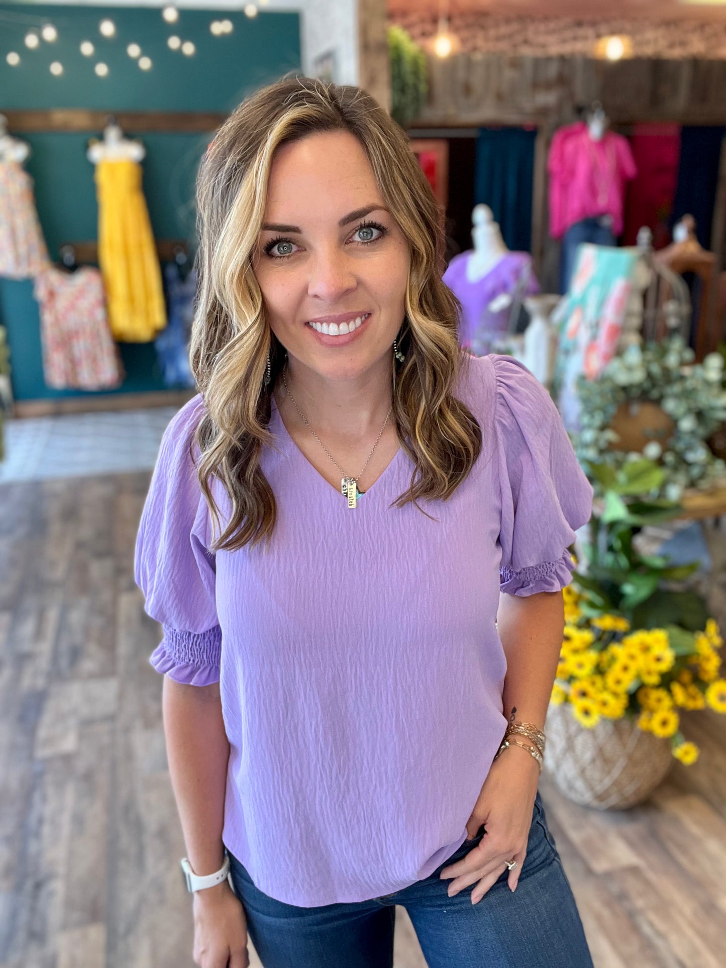 Lavender Puff Sleeve Top
