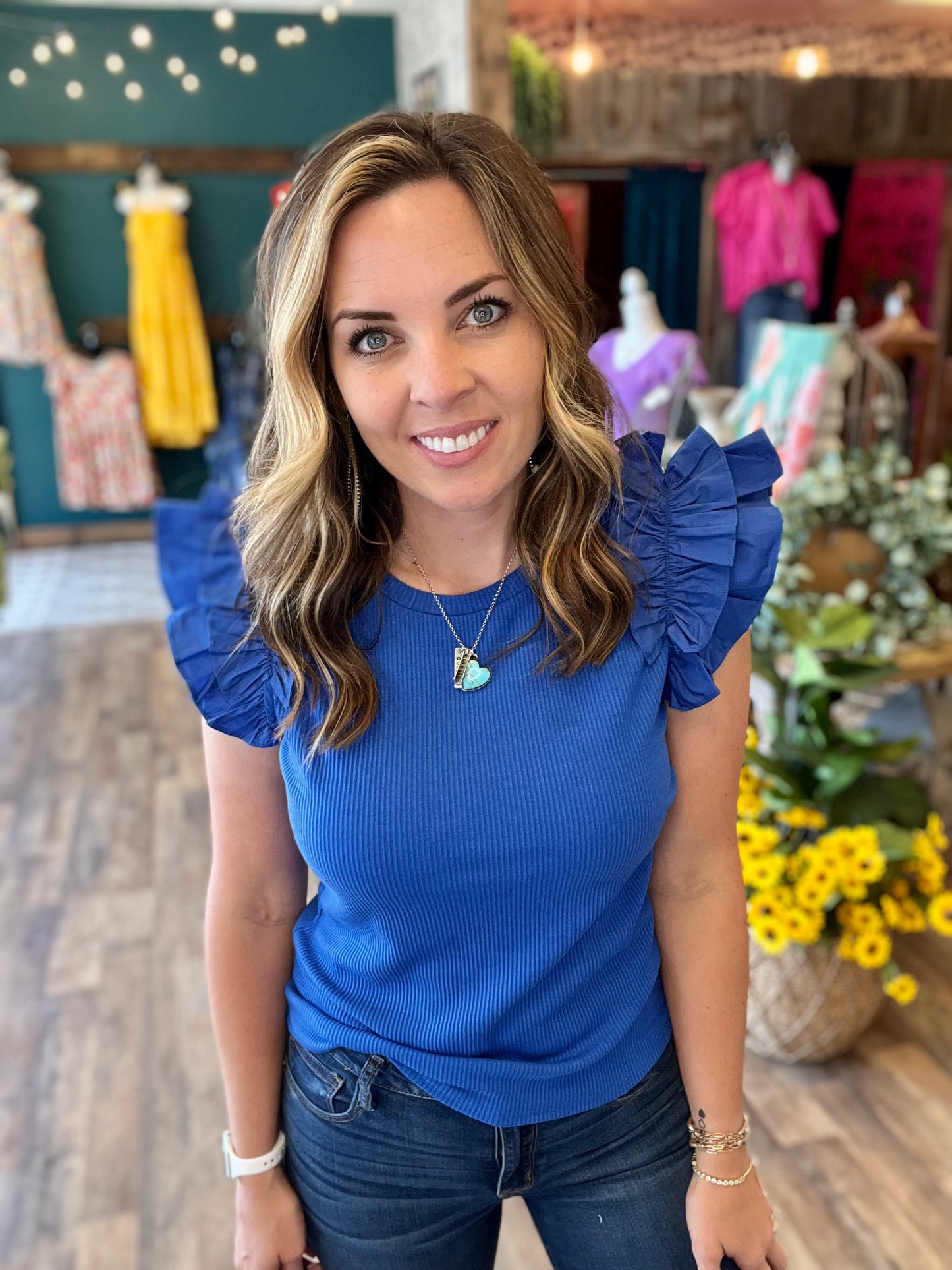 Ribbed Ruffle Tank