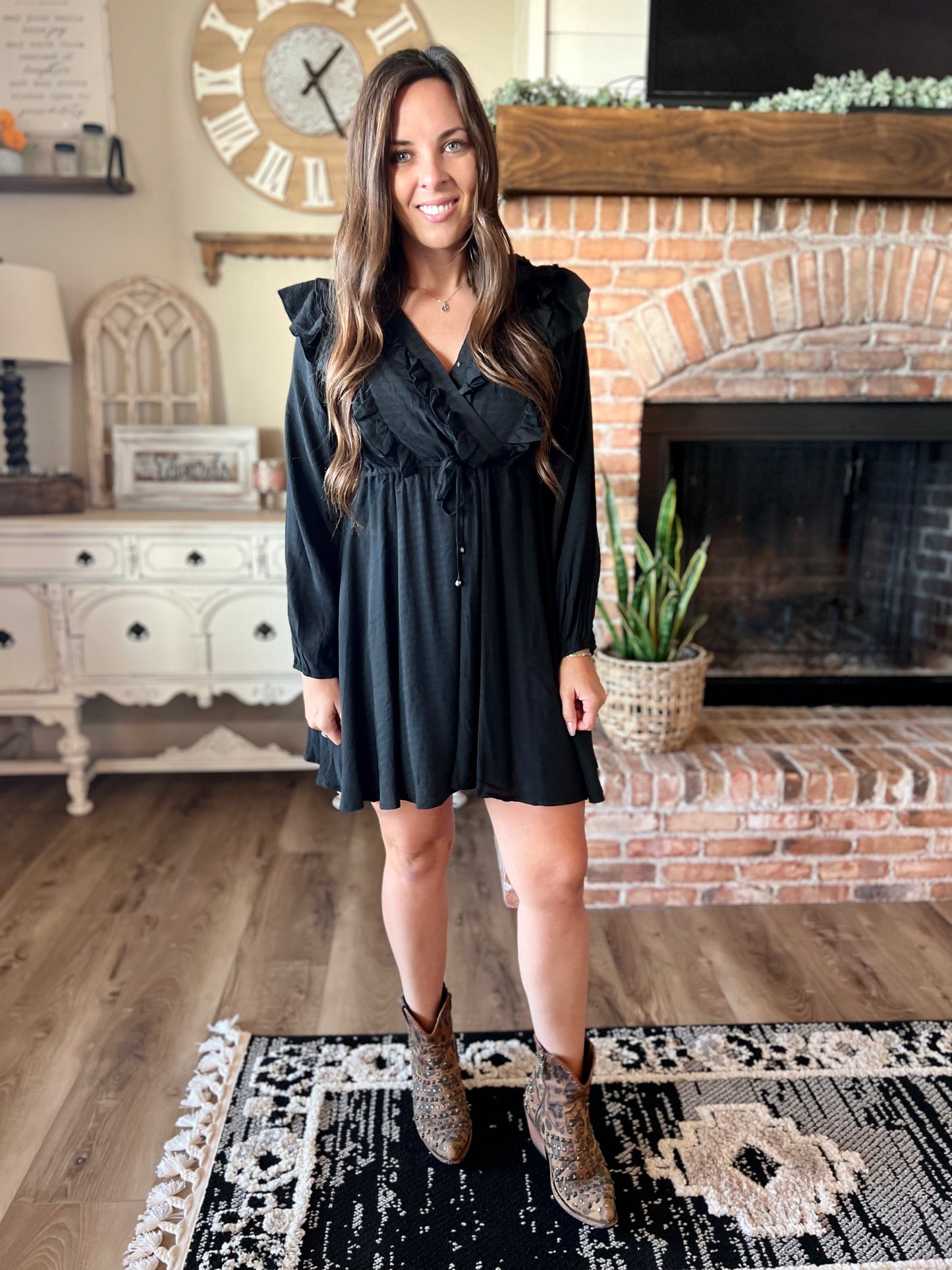 Black Double Ruffle Dress