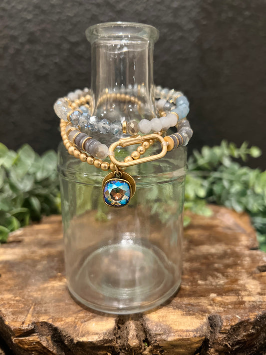 3 Strand Grey Link Bracelet Set