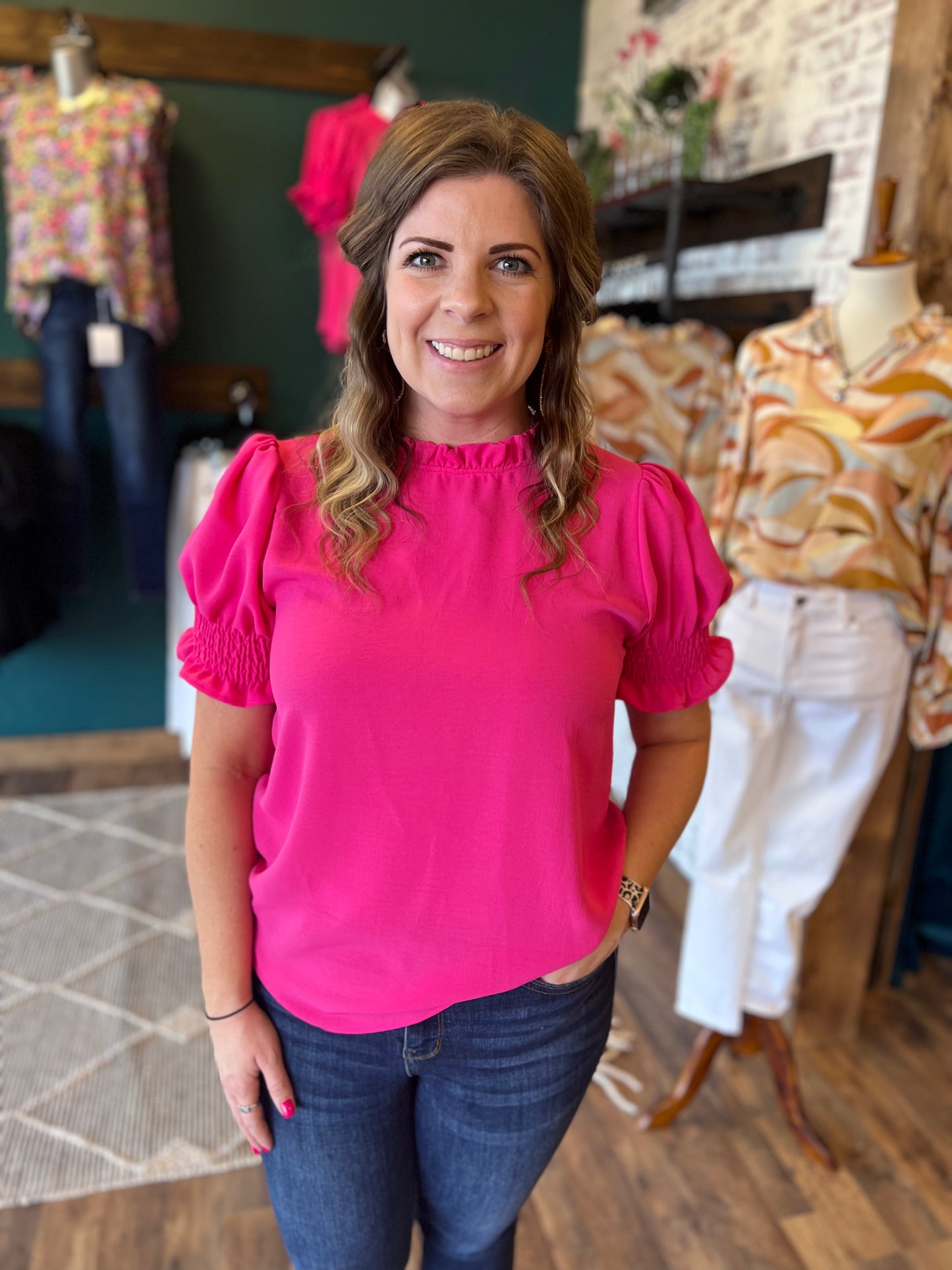 High Neck Ruffle Top