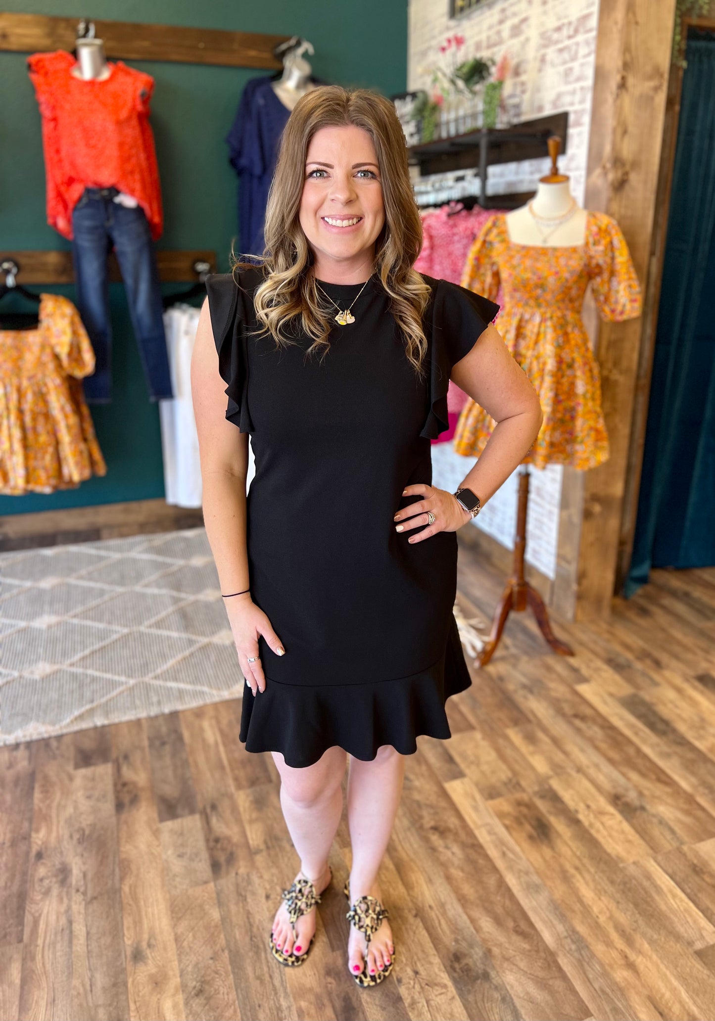 Ruffle Hem Mini Woven Dress