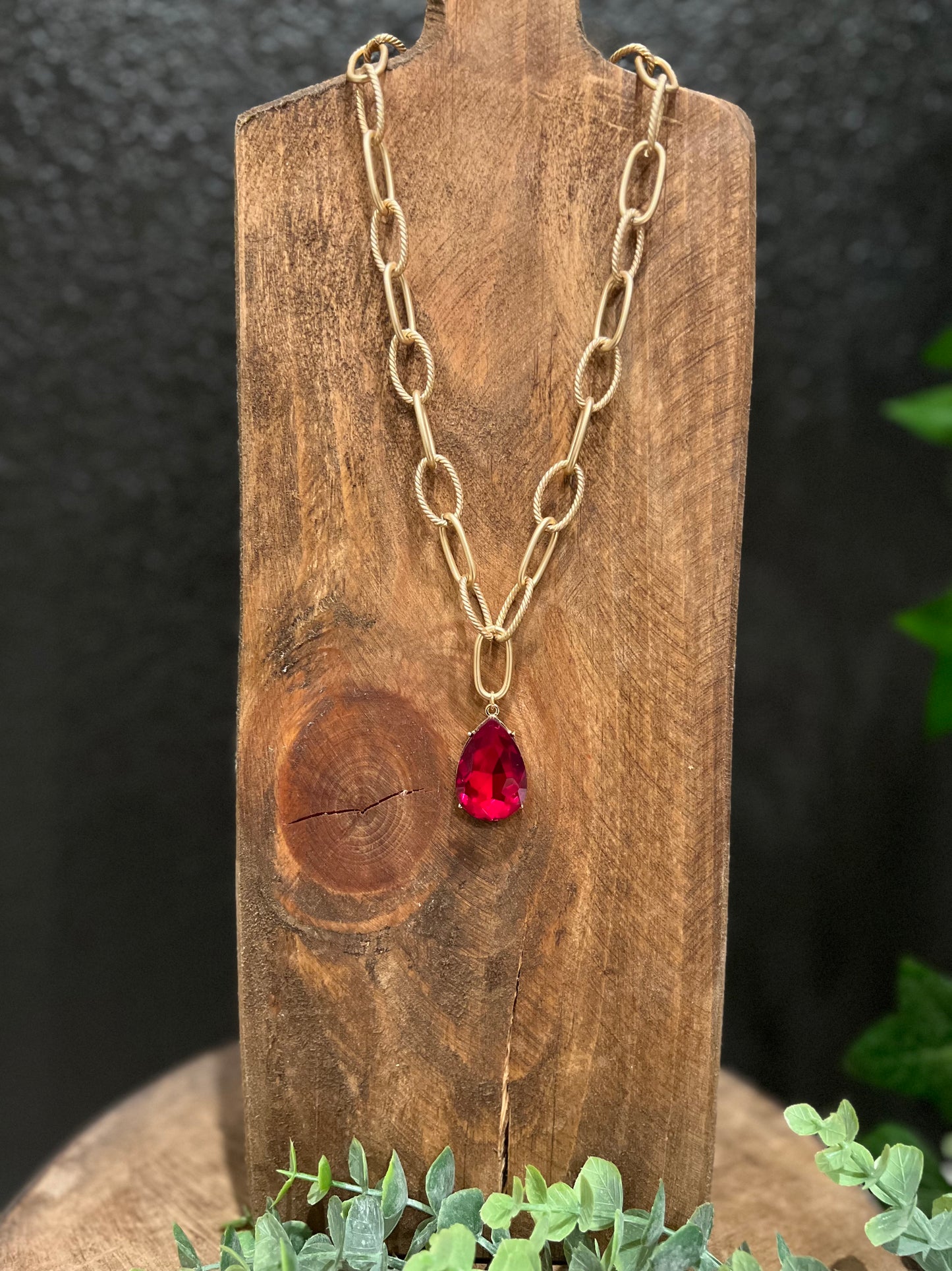 Ruby Gold Link Necklace