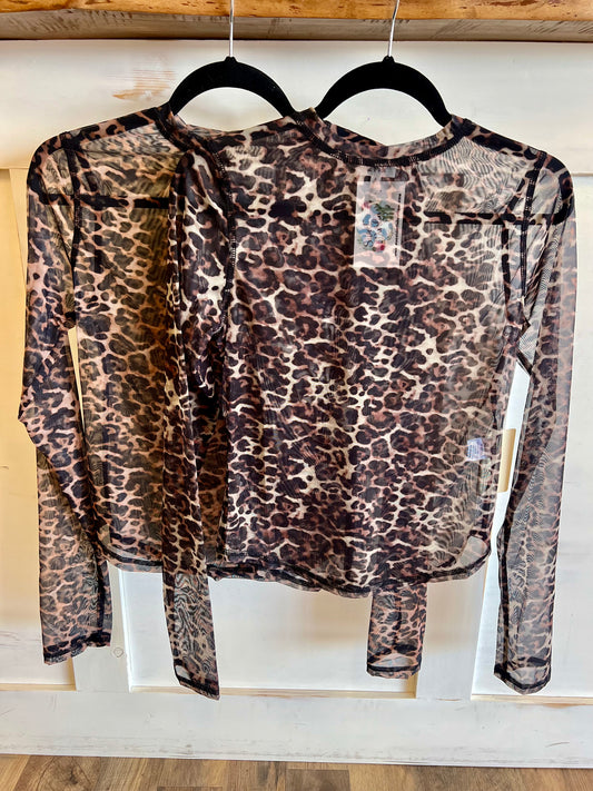 Leopard Mesh Top