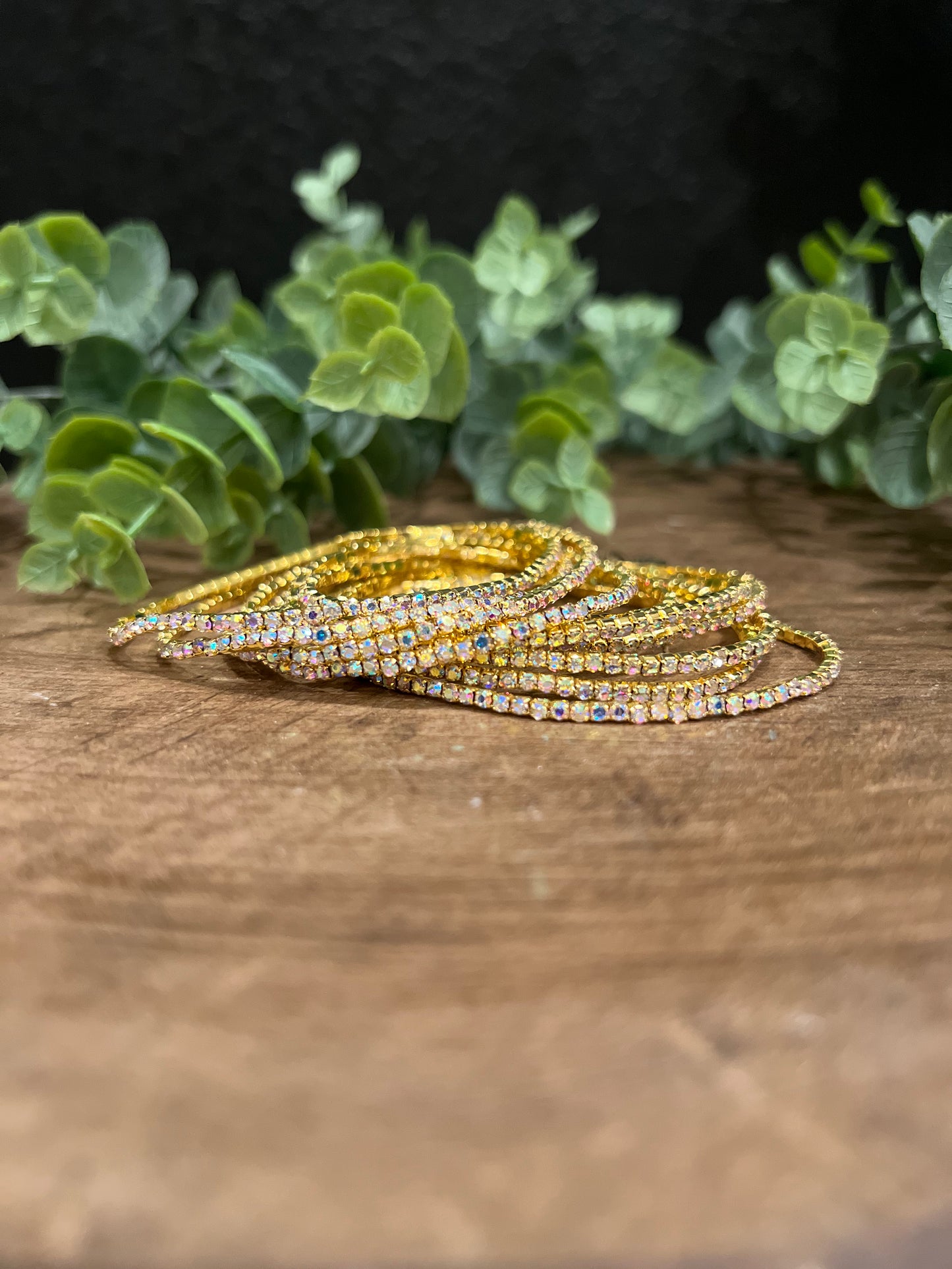 10 Piece Gold Crystal Bracelet Set