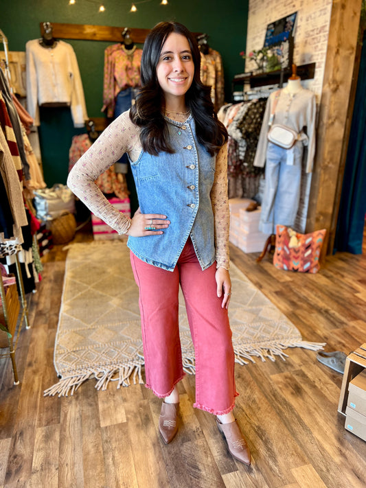 Denim Button Up Vest