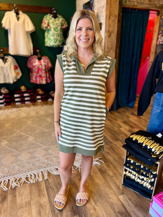 Olive Stripe Dress