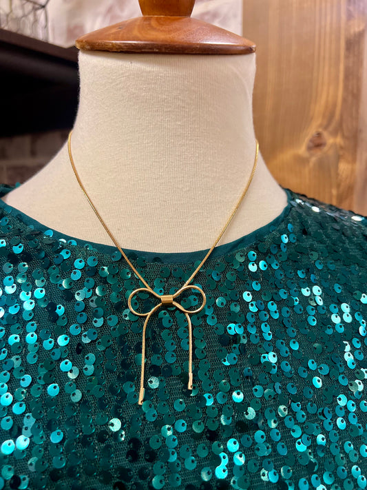 Gold Bow Necklace