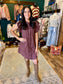 Wine Mineral Wash Button Down Dress