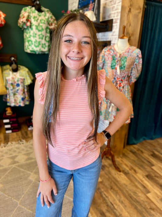 Peach Stripe Top