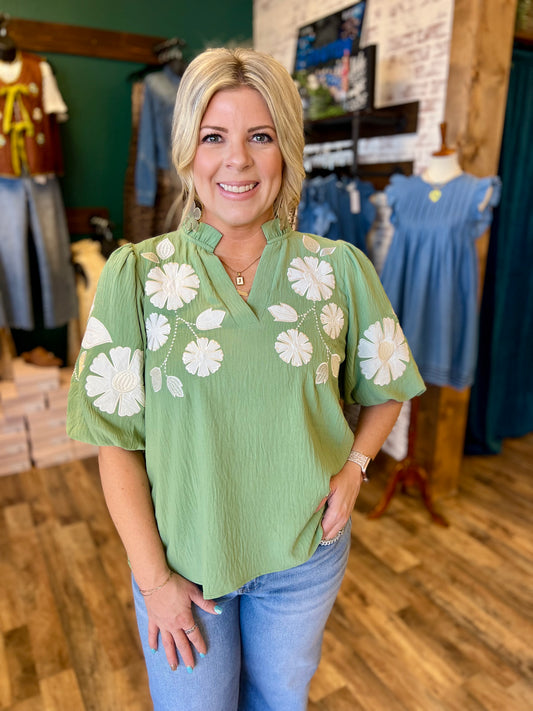 Embroidered Floral Blouse