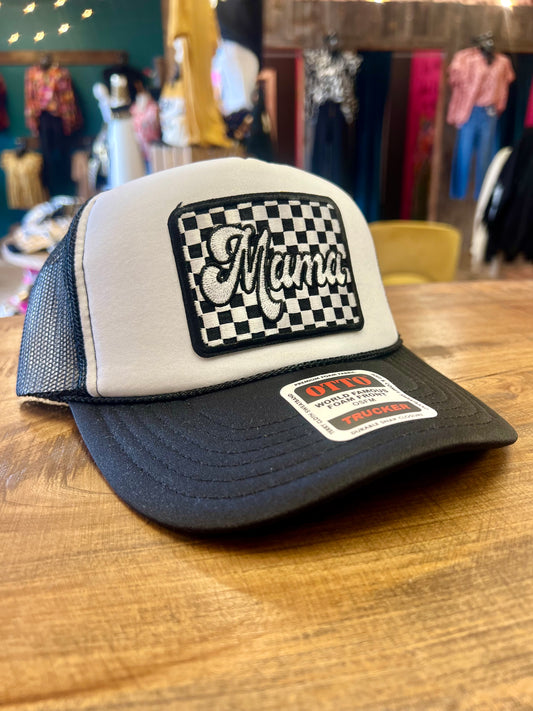 Mama Checkered Patch Trucker