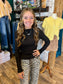 Smocked Crinkle Mock Neck Top