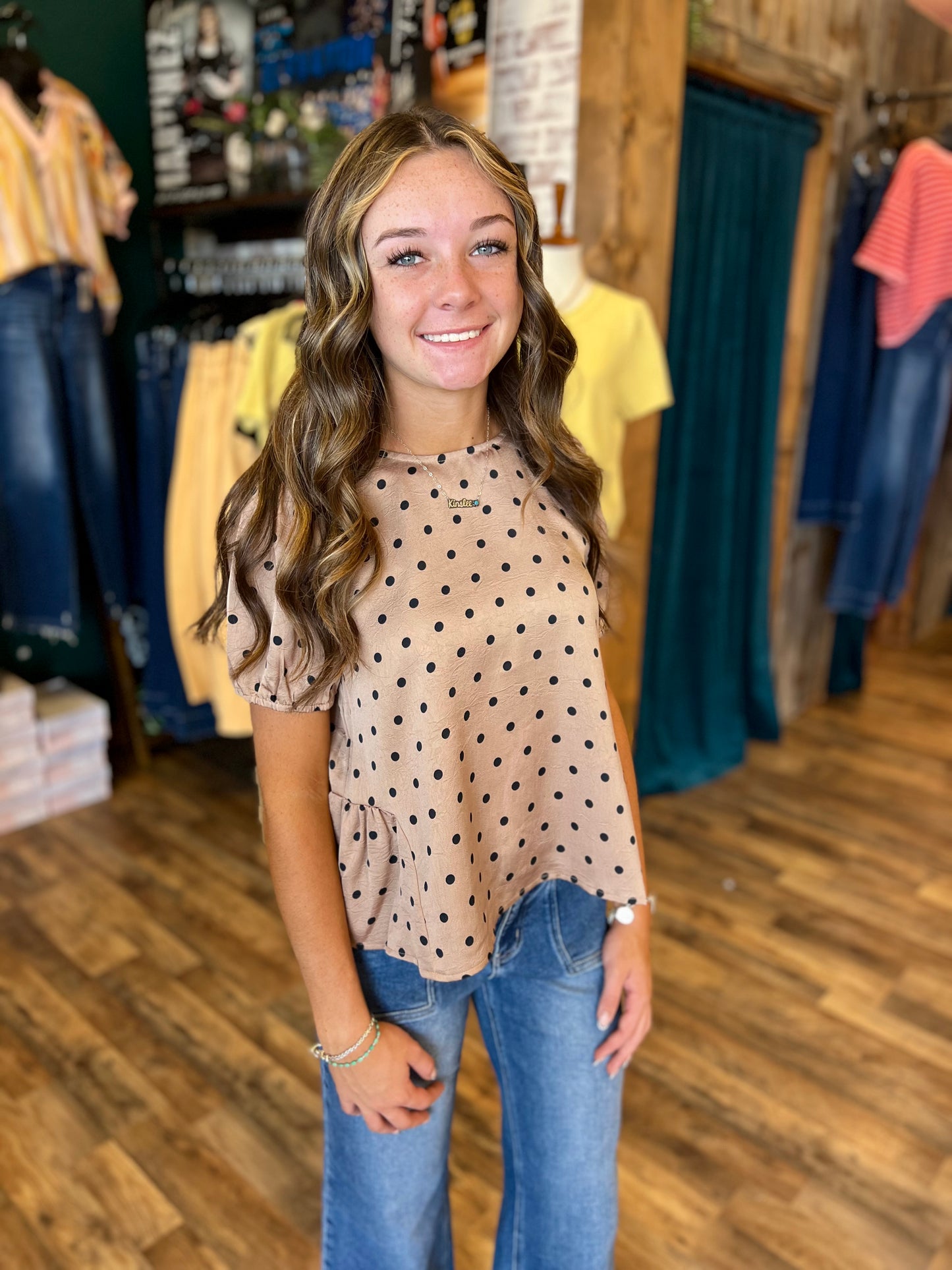 Polka Dot Peplum Blouse