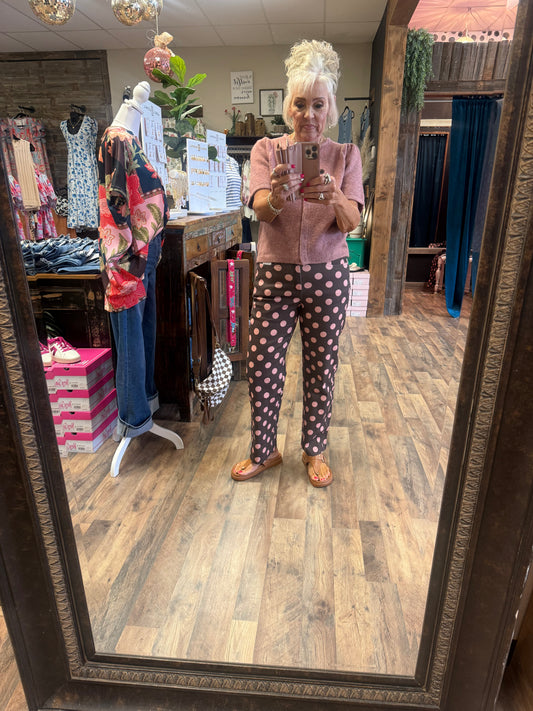 Chocolate Polka Dot Straight Pant