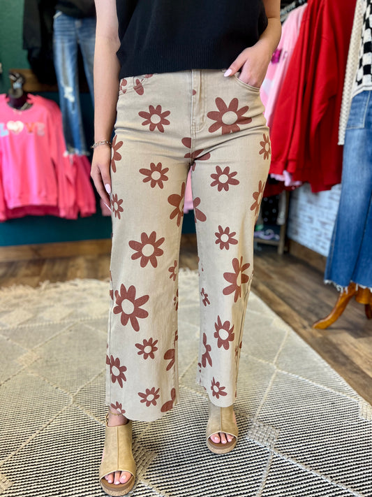 Taupe Flower Pant