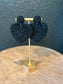 Beaded Black Heart Earrings