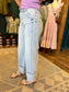Light Wash High Rise Wide Leg Cuffed Jean