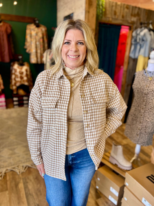 Latte Houndstooth Jacket