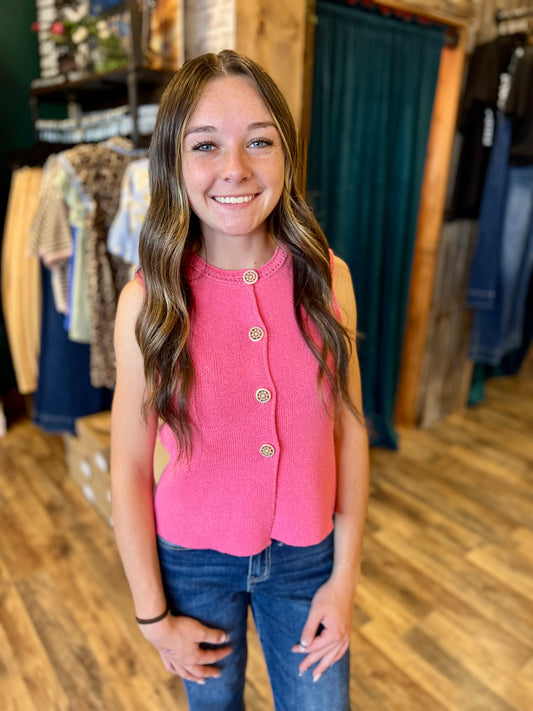 Gold Diamond Button Vest
