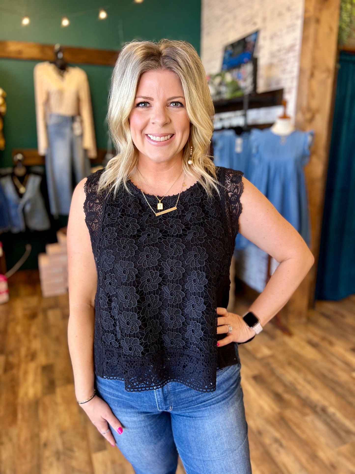 Crochet Sleeveless Top w/ Side Tie