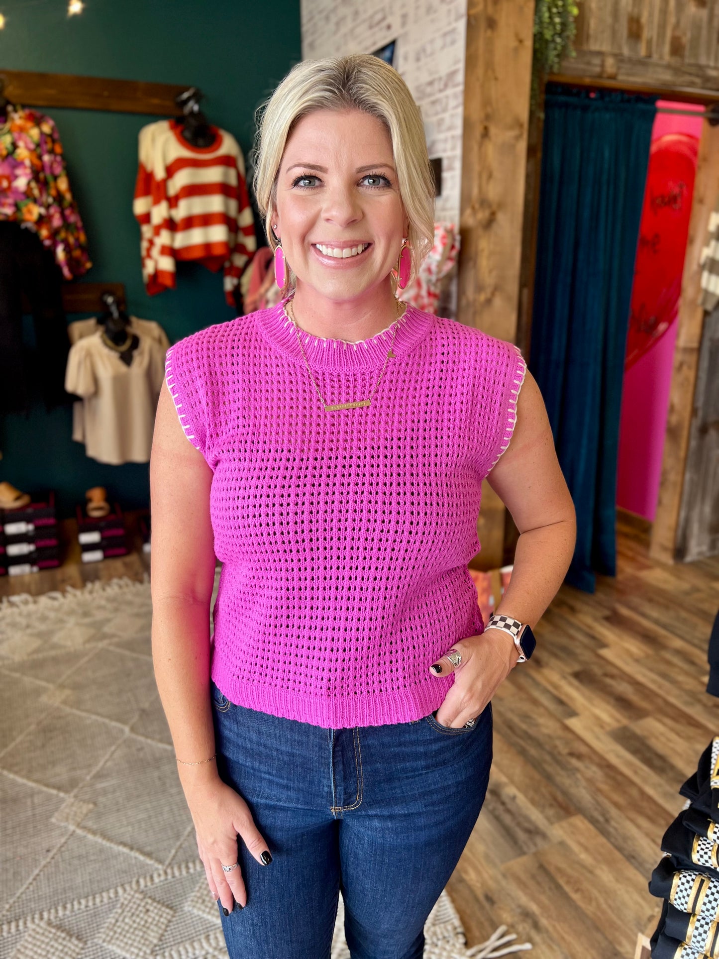 Crochet Knit Stitch Sweater Vest