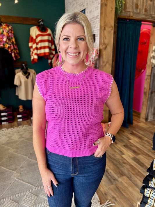 Crochet Knit Stitch Sweater Vest
