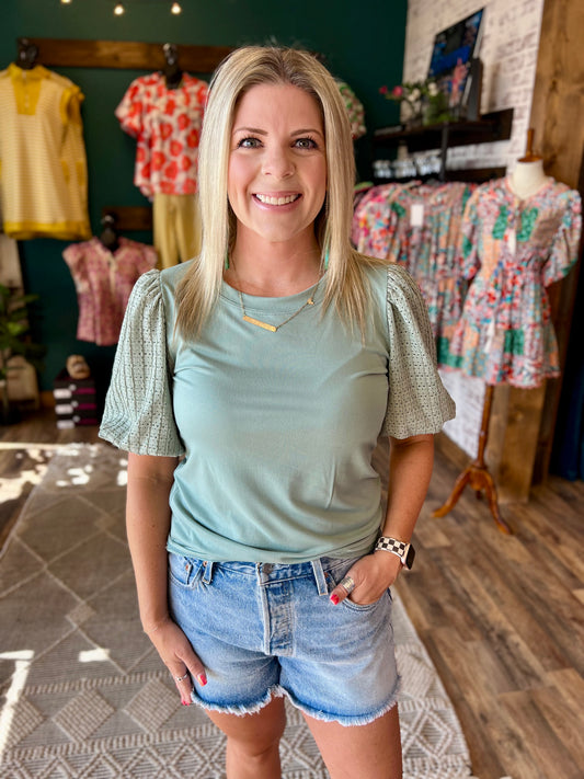 Lace Bubble Sleeve Top
