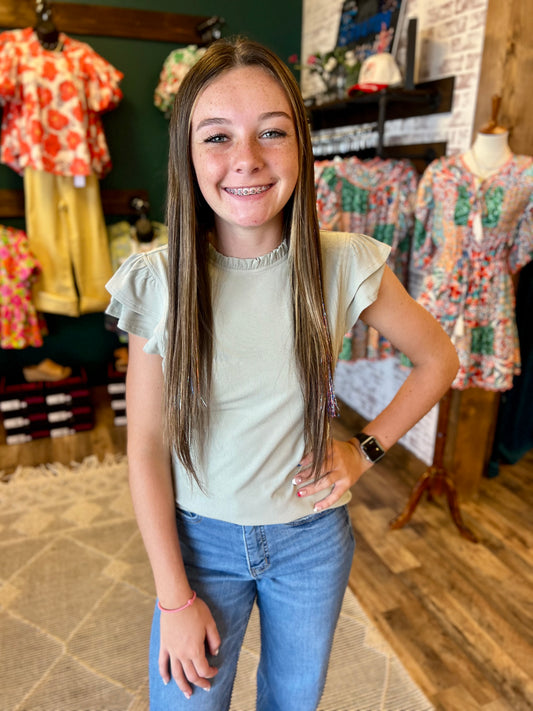 Ribbed Ruffle Top
