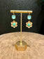Turquoise & Gold Flower Drop Earring