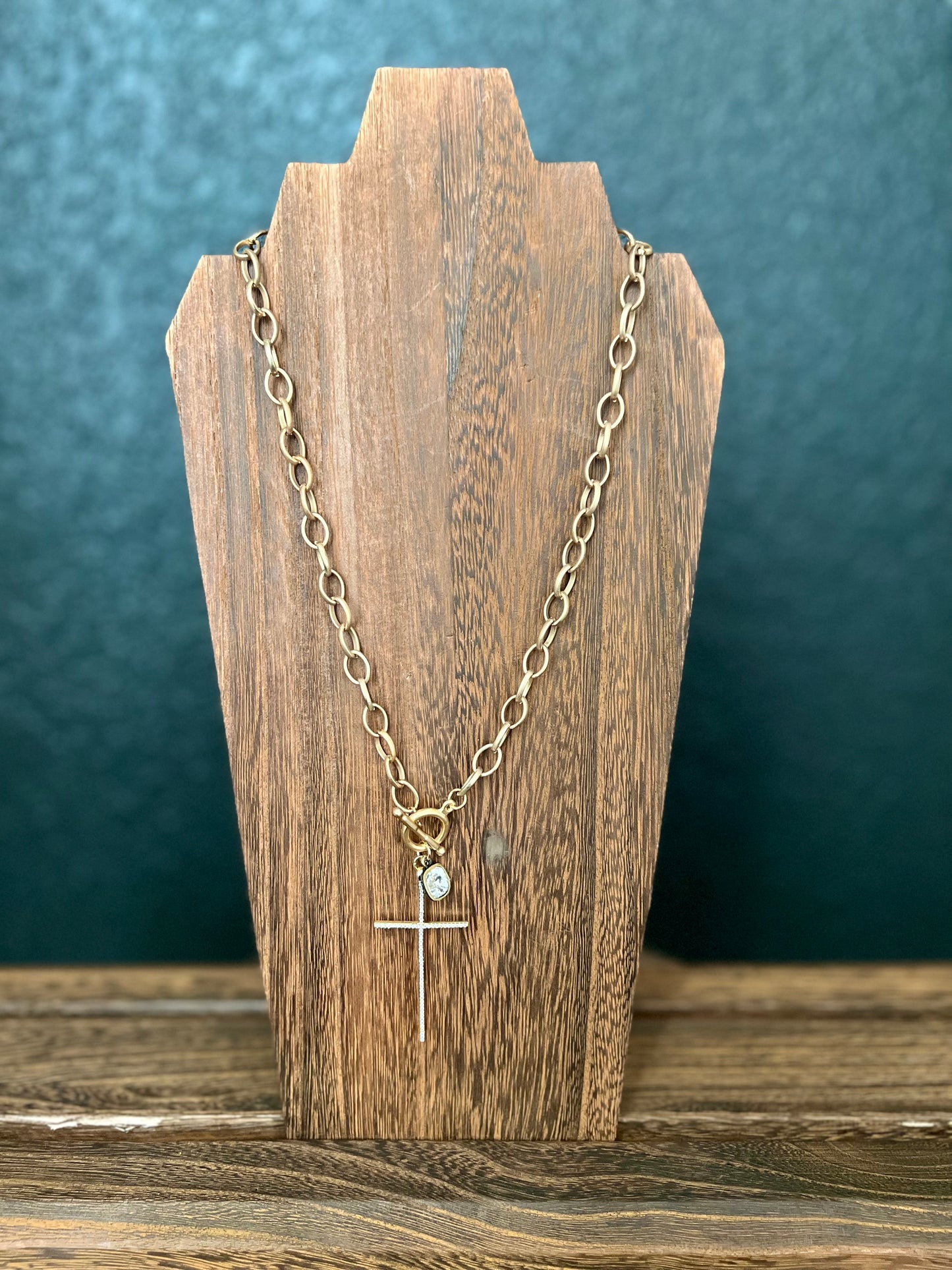 Cross Front Toggle Necklace